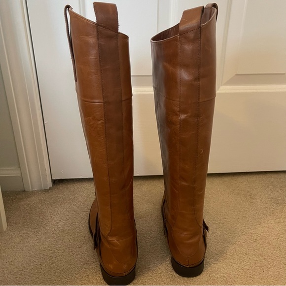 MLE chestnut brown tall distressed leather riding boots - Picture 9 of 15
